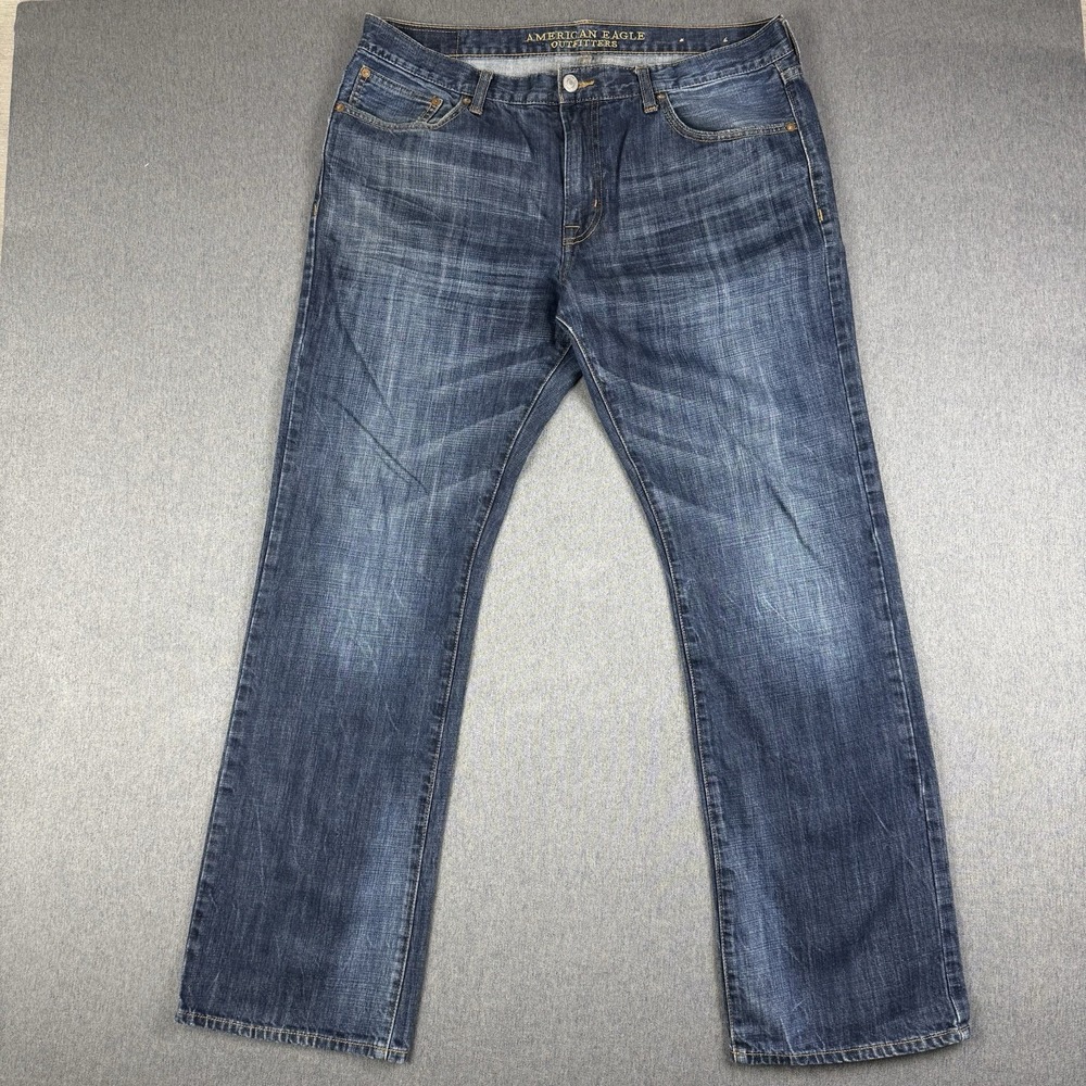 American Eagle Original Boot Jeans Mens 38x34* Blue Denim Bootcut Western Faded